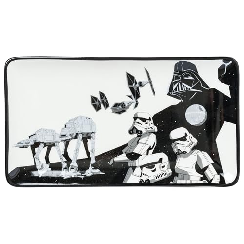 Image of Silver Buffalo Star Wars The Dark Side Featuring Darth Vader, Death Star, AT-AT, and Stormtroopers Ceramic Sushi Set with Dipping Sauce Dish and Matching Chopsticks