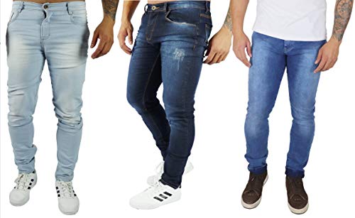 Kit 3 Calças Jeans Skinny (Azul Claro - Azul Médio - Azul Escuro, 48)