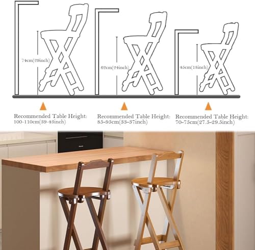 Gain de place : tabouret de bar pliant en bambou dossier - 8