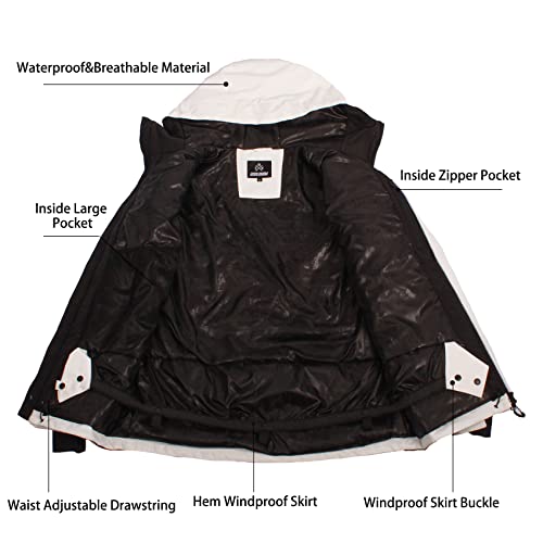 Gsou Snow Men's Ski Jacket Snow Coat Waterproof Snowboard Jacket Insulated Ski Clothing Hooded Warm Winter,White L #TOP4
