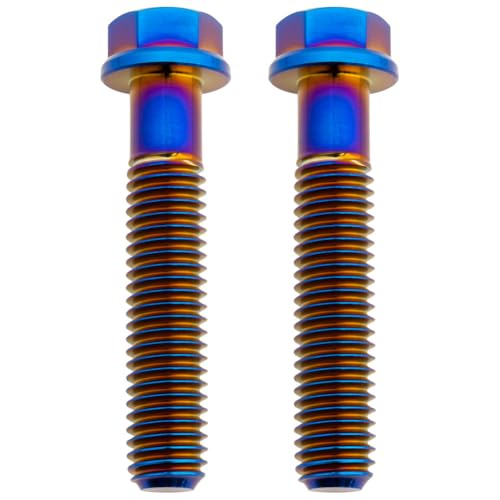 Image of Tusk Titanium Bolt M8 x 40mm x 1.25 Pitch 2 Pack Hex Flange 10mm Head and T40 Burnt Blue 45% Lighter (2 Packs) (M8 x 40mm)