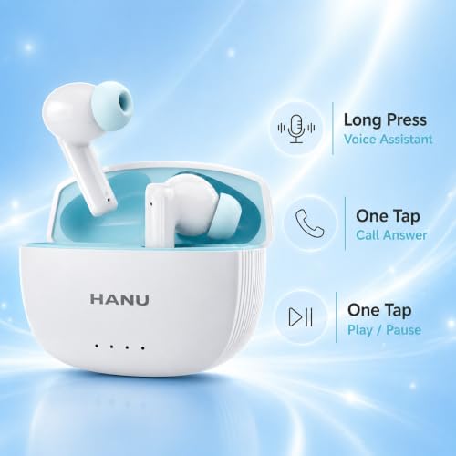 Image of HANU Pro Buds, 13mm Titanium Driver, Deep Bass, 43 Hours Playtime, Sweat Resistant, Fast Charging, Touch Control & Voice Assistant Support