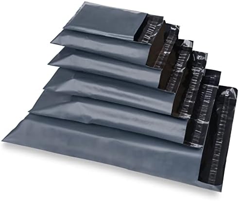 Anstore 120 PCS Mailing Bags ,Mixed Size Matte Mailing Postal Bags, Self Seal Poly Plastic Postal Mailers, 6 Sizes Postage Sacks Envelopes Poly Mailers for Posting Clothes, Books, & Boxes (Grey)