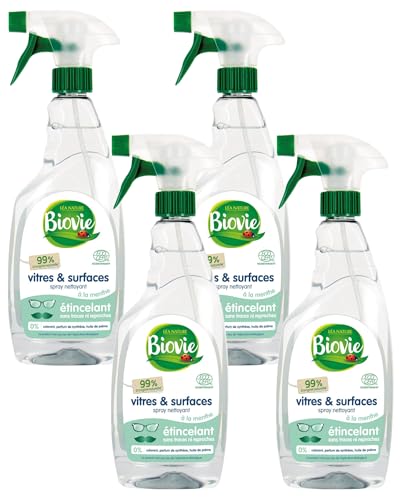 Biovie - Spray vitres et surfaces à l'huile essentielle de menthe (Lot de 4)