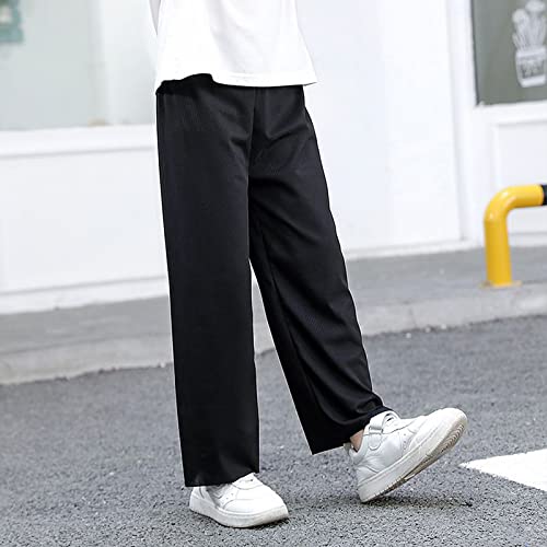 Kereda Girls Wide Leg Palazzo Pants Stretchy High Waisted Loose Trousers 13-14Y (Black) #TOP1