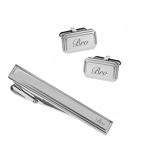 Set de Mancuernillas y Clip para Corbata en Plata Personalizado miniatura 3