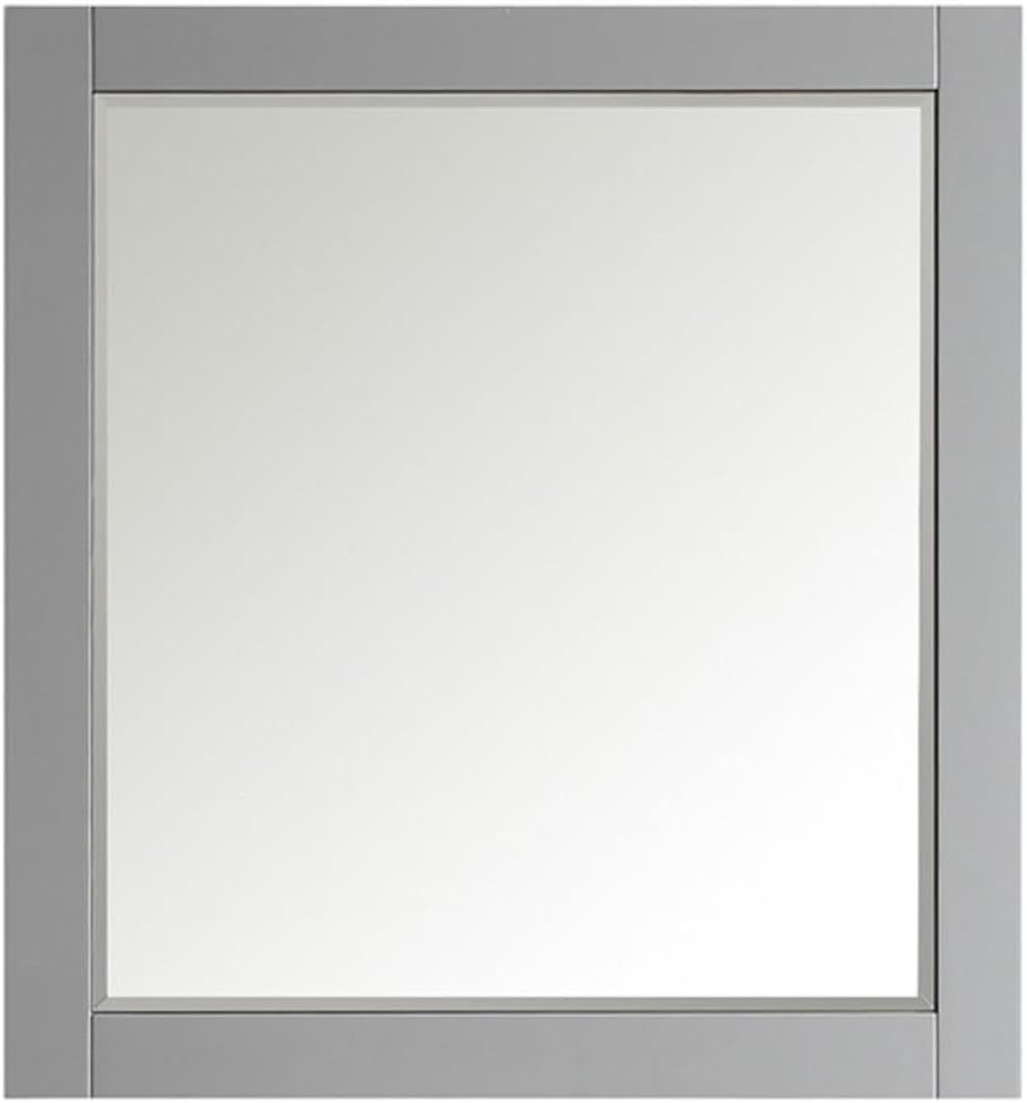 Pemberly Row Modern Bathroom Vanity Framed Wall Mirror, 36" x 33.5", Solid Wood Frame, Rectangular Shape, Gray Finish, 5mm Silver Mirror, Wall Mounted Decorative Mirror for Bathroom or Living Spaces