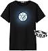 Arc Reactor Illuminate T-Shirt Tony Cosplay Novelty Costume Stark Bracelet (XL) Black