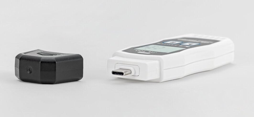 Sauter JTL 100 rejestrator temperatury i wilgotności IP65, kompaktowy rejestrator danych z 64 000 grupami pomiarowymi, funkcja alarmu i USB-C do łańcucha chłodzącego, transportu i przechowywania