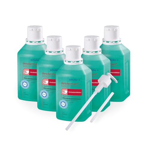 5x 500 ml Schülke Desderman Händedesinfektionsmittel Desinfektionsmittel, + 1x Dosierpumpe