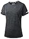 Peakwell Damen Sportshirt Atmungsaktiv T-Shirts Top Kurzarm Laufshirts Funktionsshirts Sport Oberteile (Schwarz, L)