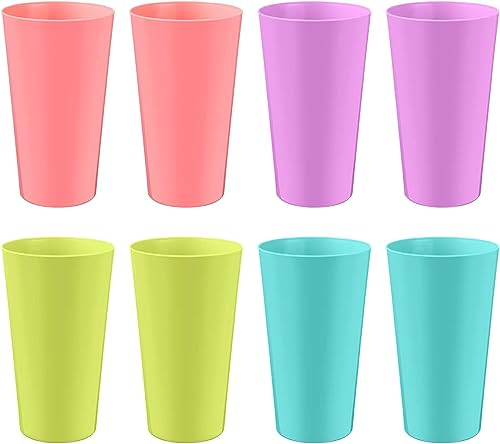 コップ プラスチックマグカップ カップ 耐熱 プラカップ 420ml 飲みカップ 再利用可能 幼稚園 保育園 家庭用 8ピース マルチカラー