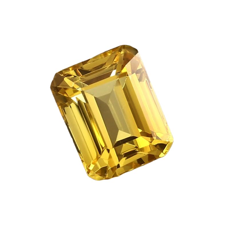 Saphir jaune de Ceylan naturel de 9x7 mm taillé en émeraude pour la création de bijoux uniques