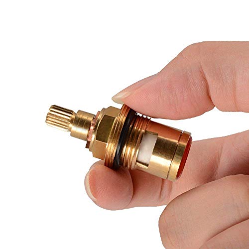 Brass Ceramic Stem Disc Cartridge Faucet Valve Replacement Quarter Turn 1/2" For Bathroom Kitchen Tap (1 Pair Hot & Cold) #TOP6