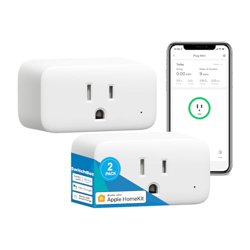 SwitchBot HomeKit Smart Plug Mini 15A – No Hub Required, Energy Monitoring, WiFi (2.4GHz), Works with Siri, Alexa, Google Home, Energy Saving & Automation