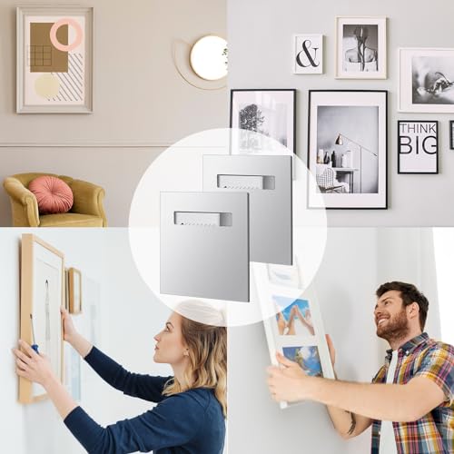 Image of Tandefio 6 Pack Self Adhesive Hanger 3.15 x 3.15 Hangers Adhesive Picture Hanging Plate Kit for Mirrors and Hanging Art / Photos on Acrylic, Glass, Aluminum or Other Flat Panels