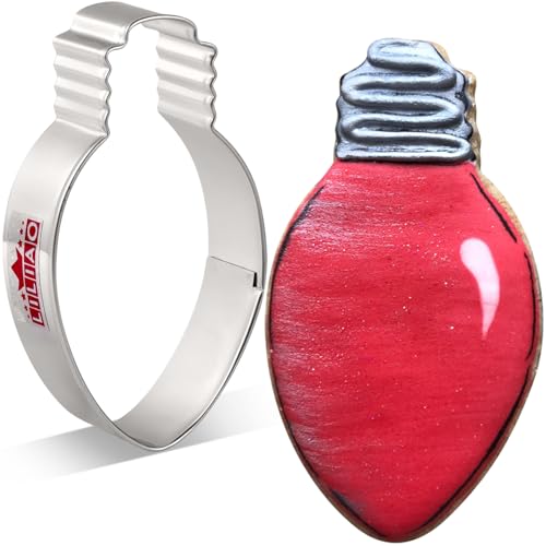 LILIAO Christmas Light Bulb Cookie Cutter - 2 x 3.4 inches - Stainless Steel
