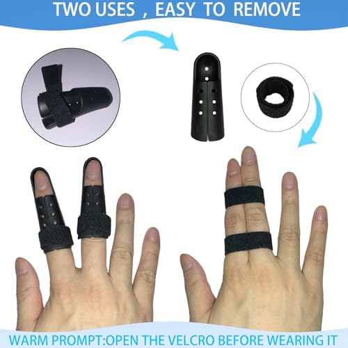5Pcs Black Finger Splints Thumb Brace Support Plastic Finger Cots - 2