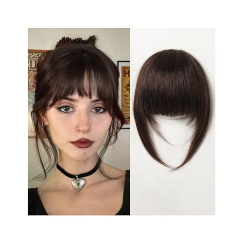 Frange à clip cheveux humains naturel brun foncé postiche pour femmes