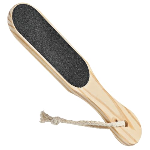 MBAIYO Lima de pie de madera, lima de pedicura de doble cara con cordón, removedor de callos, raspador de talón para eliminar la piel dura y muerta, cuidado de pies húmedos y secos