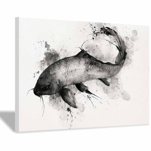 Toile poisson koi à l’encre décoration murale chambre