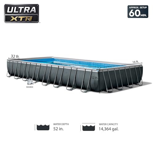 INTEX 26373EH Ultra XTR Deluxe Rectangular Above Ground Swimming Pool Set: 32ft x 16ft x 52in – Includes 2800 GPH Sand Filter Pump – SuperTough Puncture Resistant – Rust Resistant – Easy to Assemble by Intex - Image 2