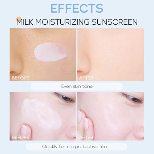 Sunscreen for Face SPF 50, Milk Moisturizing Sun screen for Women, Even Skin Tone, Light Texture, Non-Greasy Daily Sunscreen for Face & Body, 50g - Image 5