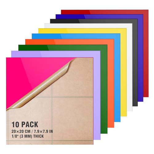 Plaque Feuilles Acrylique Translucides Colorées,Plaque PVC D'épaisseur pour Découpe au Laser, Panneaux Acryliques Colorés pour Verre, Bricolage, Peinture, Loisirs...