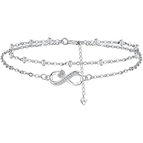 Hifeeled Infinito Tobillera Pulsera Plata de Ley 925 para Mujer Cover
