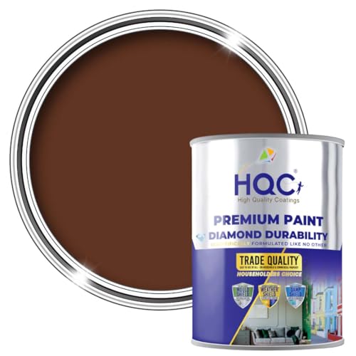 HQC Weather Shield Masonry Paint | Exterior Paint Suitable For All Outdoor Bricks, Concrete, Stone & Patios | Storm-Proof - Weatherproof Technology | Durable Matt Emulsion - Leaf Brown - 1L