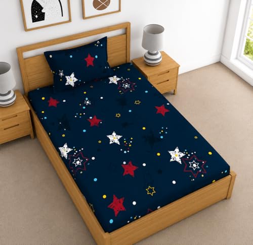 Image of DECORUM Glace Cotton Single Bedsheet with 1 Pillow Cover | Soft, Durable, Lightweight & Skin-Friendly Fabric| Suitable for Single /Diwan Bed Size