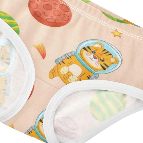Cotton Girls Underwear Toddler Cute Cartoon Tigers Astronaut Panties Little Girl Artistic Briefs Kids Undies 2t4