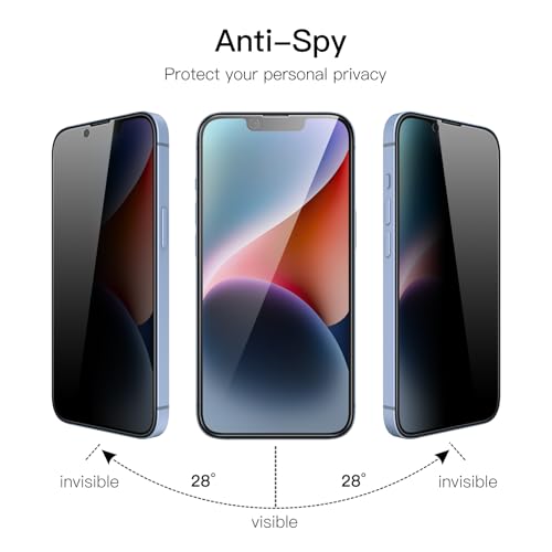 Image of JETech Privacy Full Coverage Screen Protector for iPhone 14 Plus 6.7-Inch, Anti-Spy Tempered Glass Film, Edge to Edge Protection Case-Friendly, 2-Pack