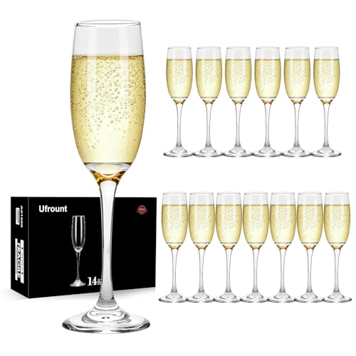 Ufrount 6Oz Champagne Flute,Clear Champagne Glasses Set Of 14,Elegant Stemmed Champagne Glasses Sparkling Wine Glasses For Birthday,Parties,Wedding