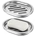 Stainless Steel Soap Dish, 2-Pack Double Layers Soap Holder with Draining Tray for Bathroom Shower, Bathtub, Kitchen Sink (Silver)