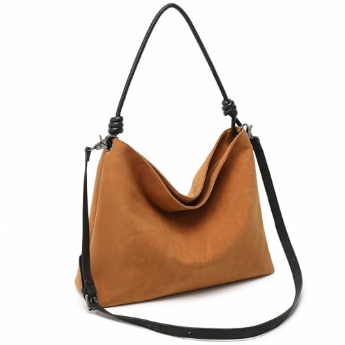 Miss Lulu Bolso de mujer de Marcas de PVC Cuero Suave, Bolso de Hombro Grande Vintage Tote, Bolsa de Mano Bandolera para Trabajo, Escuela, Shopper, Viaje