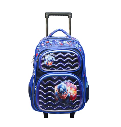 Image of ADSON 3D Embossed School Trolley Bag Large School Bag for Boy Girl, Kids School Bag, Travel Backpack for Girl Boy, Ideal for Children Trolley 16 Inch Water Resistant