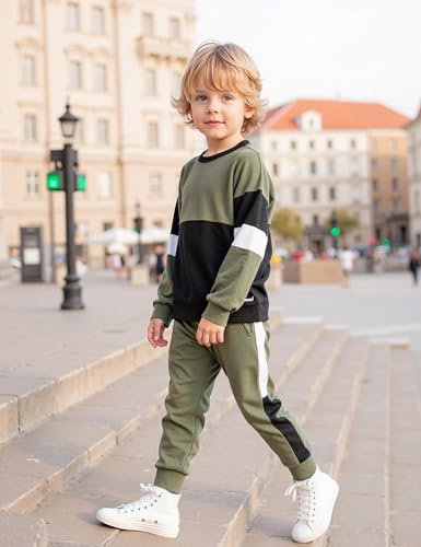 Image of Toddler Boy Clothes Long Sleeve Hoodie Sweatsuits Tops and Pants 2Pcs Boys Fall Winter Outfits Set