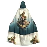 YYHWHJDE Il mantello con cappuccio per adulti con stampa isolotto galleggiante è un poncho con cappuccio super grande, comodo e resistente per Halloween