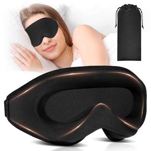 2025 Antifaz para dormir de lado, máscara de ojos 3D, 13 mm con cuencas profundas y almohadillas nasales elevadas, bloqueo de luz y transpirable, para hombres y mujeres, gafas de dormir de seda de