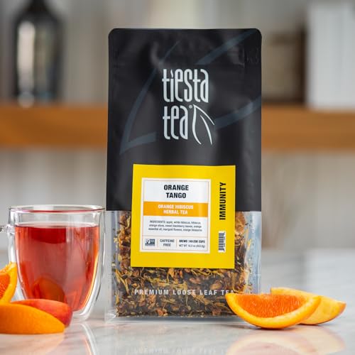 Image of Tiesta Tea - Orange Tango, Loose Leaf, Orange Hibiscus Herbal Tea, Premium Non-Caffeinated Fruit Blend, Makes Hot or Iced & Up to 200 Cups, 16oz Resealable Pouch