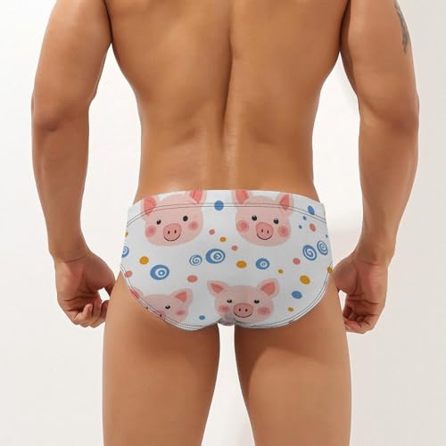 Piglet Polka Dot Swirl Mens Swim Briefs Bikini Sexy Low Rise Trunks Swimsuit Bathing Suit Beach2