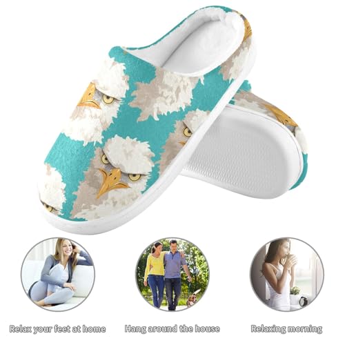 JUNZAN Cartoon Albatross Face Green Mens Home Cotton Slipper Non Skid Memory Foam Foam Slippers for Hotel Christmas Presents 6-73