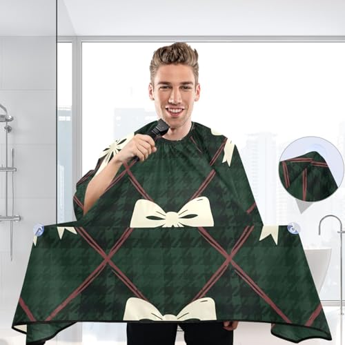 Capa para corte de cabello impermeable profesional a cuadros verde bosque con cierre ajustable de broche para barbería y estilismo miniatura 6