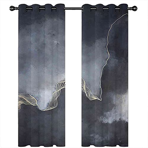 Rideau ciel gris abstrait 3D tissu isolant haut de gamme - 5