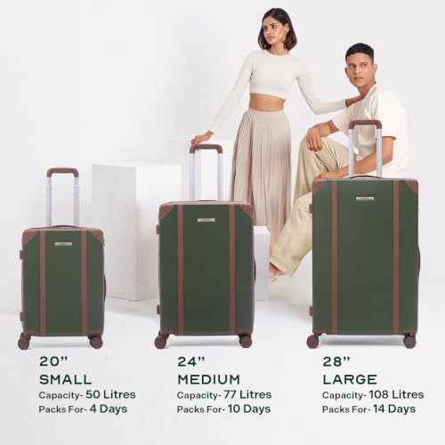 Image of Assembly Vintage 20 Inch (55cm) Cabin Trolley Bag Hard Shell Polycarbonate Suitcase Retro Classic Design with TSA Lock 8 Spinner Wheels Carry On Luggage