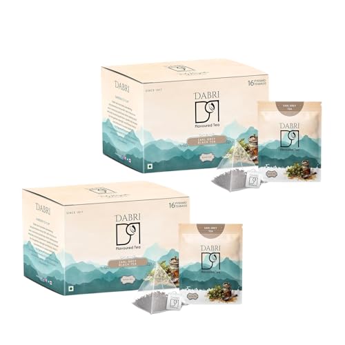 Image of Dabri Earl Grey Black Tea 32 Pyramid Dip Tea Bags Combo |Pack of 2 x 16 Tea Bags Each |Premium Black Tea With Pure Natural Bergamot Extract |Refreshing and Hydrating |No Preservatives |Garden to Cup