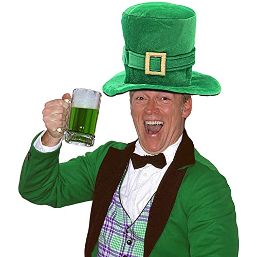 Wittocs St Patricks Day Hats Men Women St. Patrick's Day Shamrock Green Velvet Top Hat Green St. Patricks Day Party Favor Accessories Green Christmas Tree Topper Hat #TOP2