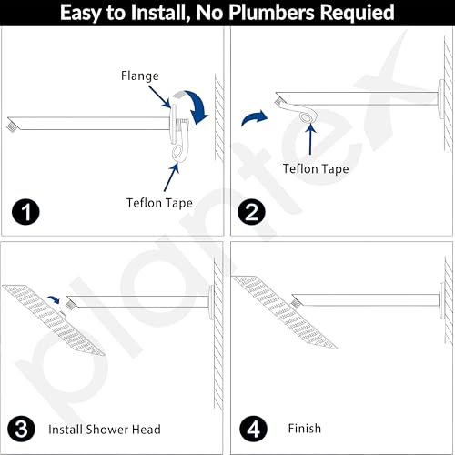 Image of Plantex 12-Inch Shower Arm for Overhead Shower /Stainless Steel Shower Pipe /Wall Mount Bathroom Fitting with -Inch Thread - Pack of 1 (Gold)