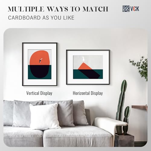 Image of VCK 16x20 Picture Frames Black Metal, Real Glass, 11x14 Mat, for Poster